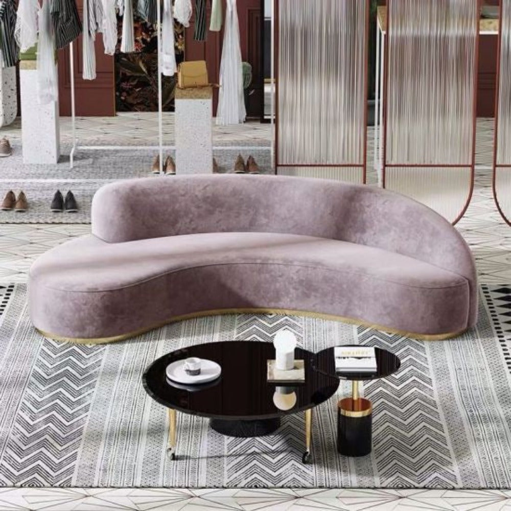 Pacific Luxury Modern Velvet Upholstered Curved Sofa Purple