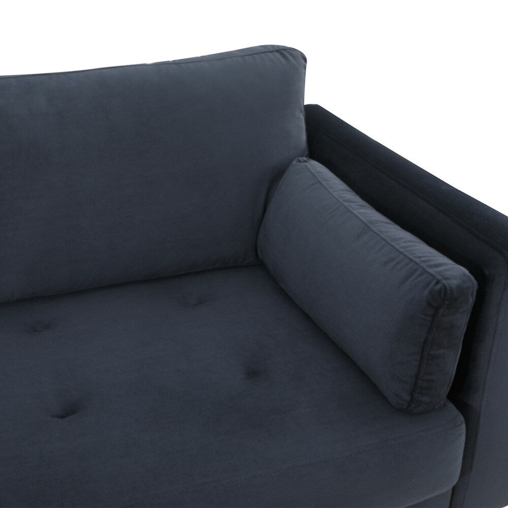 Volly One Couch Mid-century Sectional Sofa in Black