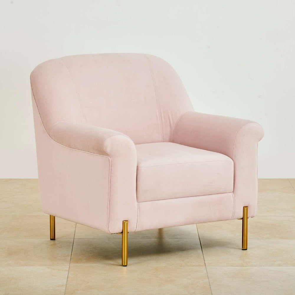 Inox Kings-well Barrel Accent Chair in Pink