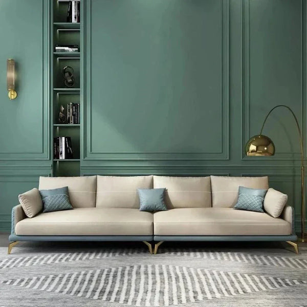 Mono Luxury Modern Suede Sofa Sets In Leatherette - Luxe Maple