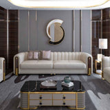 Nextra Premium Modern Sofa Set in Off White Leatherette