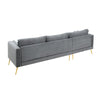 Volly High Back Couch Mid-century Suede SS Legs Chaise Sofa - Luxe Maple
