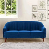 Kelly Straight Line Sofa Set in Suede Blue