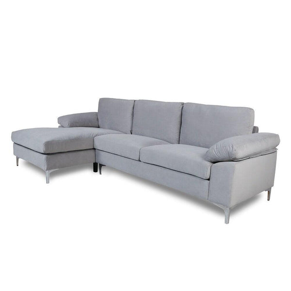 Inox Modern Suede Sectional Sofa - Luxe Maple