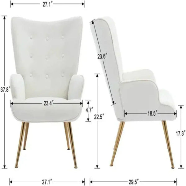Kitty Button-Tufted Wingback Chair - Luxe Maple