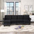 Delray Suede Sectional Sofa in Black - Luxe Maple