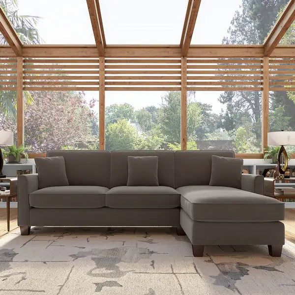 Celio Modern Suede Sectional Sofa Brown