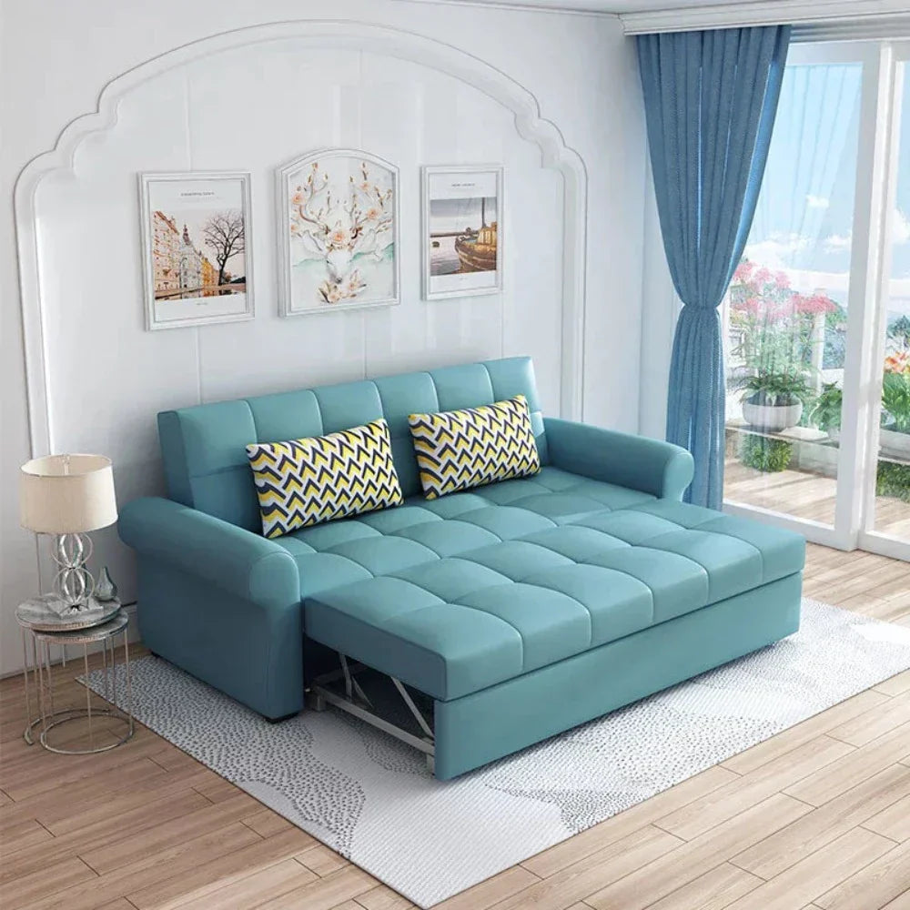 Marine Sectional Storage Sofa Cum Bed Sky Blue