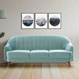 Kelly Straight Line Sofa Set in Suede Sky Blue