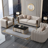Nextra Premium Modern Sofa Set in Off White Leatherette 3+1+1 Seater