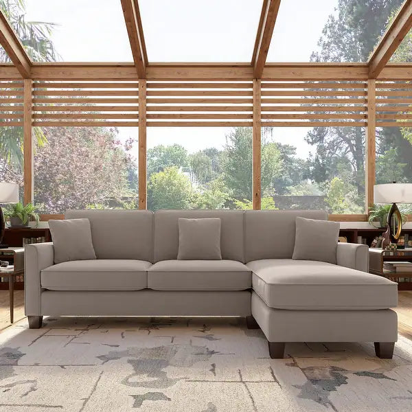 Celio Modern Suede Sectional Sofa Beige
