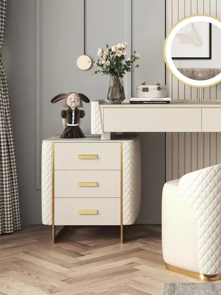 Pacific Dressing Table With Ottoman In Stainless Steel - Gold