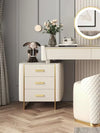 Pacific Dressing Table With Ottoman In Stainless Steel - Gold - Luxe Maple