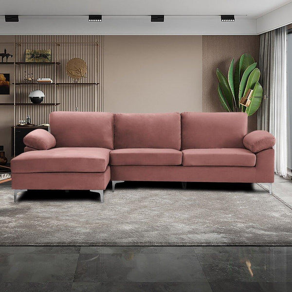 Inox Modern Suede Sectional Sofa - Luxe Maple