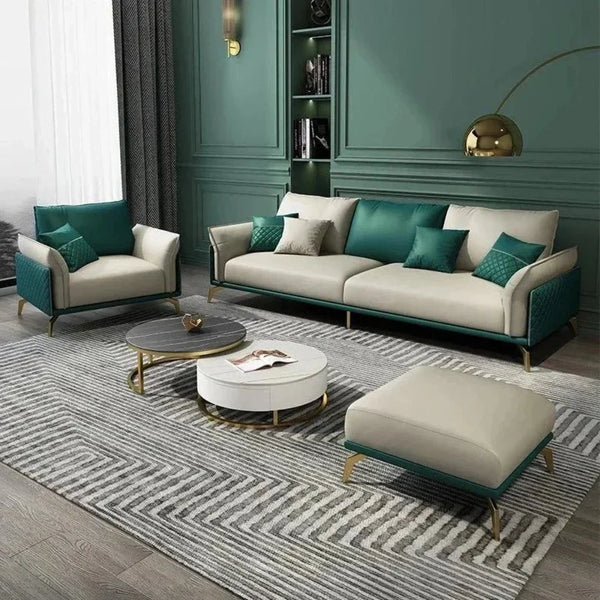 Mono Luxury Modern Suede Sofa Sets In Leatherette - Luxe Maple