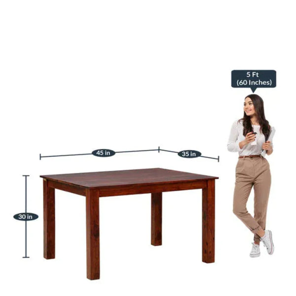 Hazelnut 4 Seater Dining Table in Honey Teak Color - Luxe Maple