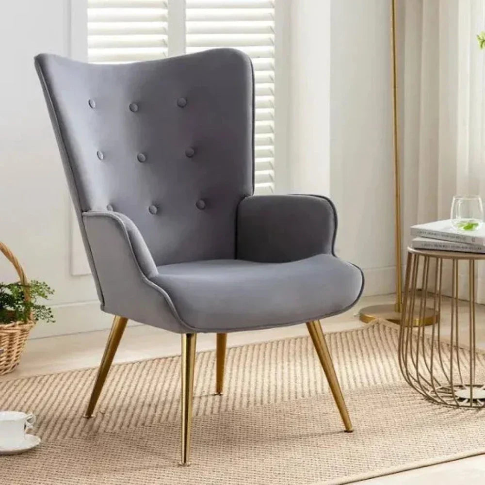 Kitty Button-Tufted Wingback Chair Grey