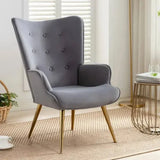 Kitty Button-Tufted Wingback Chair Grey