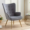 Kitty Button-Tufted Wingback Chair - Luxe Maple