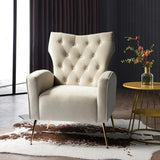 Jacky Chesterfield Chair in Suede Off White