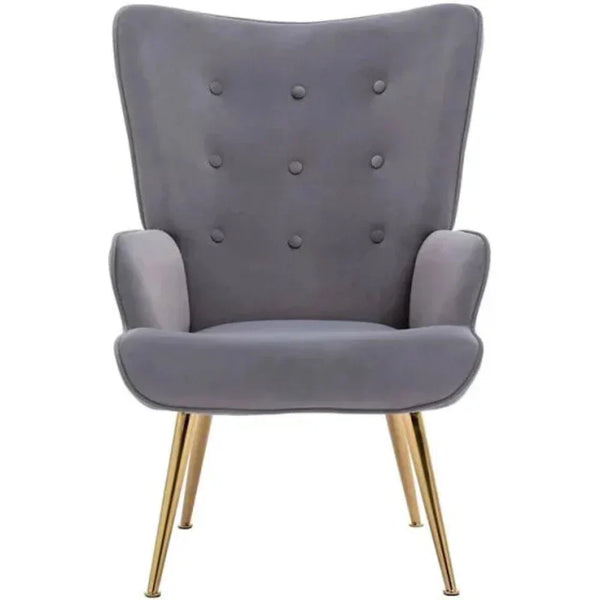 Kitty Button-Tufted Wingback Chair - Luxe Maple