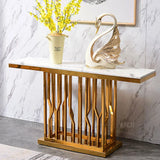 Uniline Golden Console Table - Stainless Steel White Marble