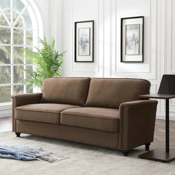 Tox Straight Line Sofa Set in Brown - Luxe Maple