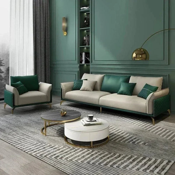 Mono Luxury Modern Suede Sofa Sets In Leatherette - Luxe Maple