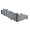 Volly High Back Couch Mid-century Suede SS Legs Chaise Sofa - Luxe Maple