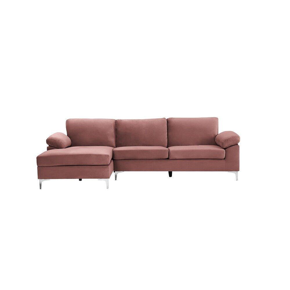 Inox Modern Suede Sectional Sofa