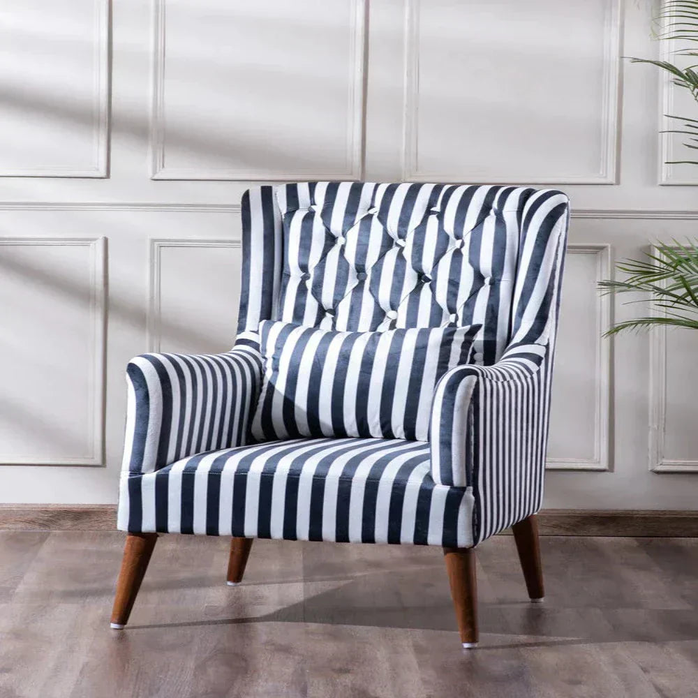 Zebra Wingback Chair With Ottoman