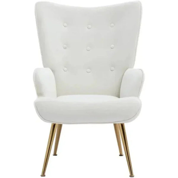 Kitty Button-Tufted Wingback Chair - Luxe Maple