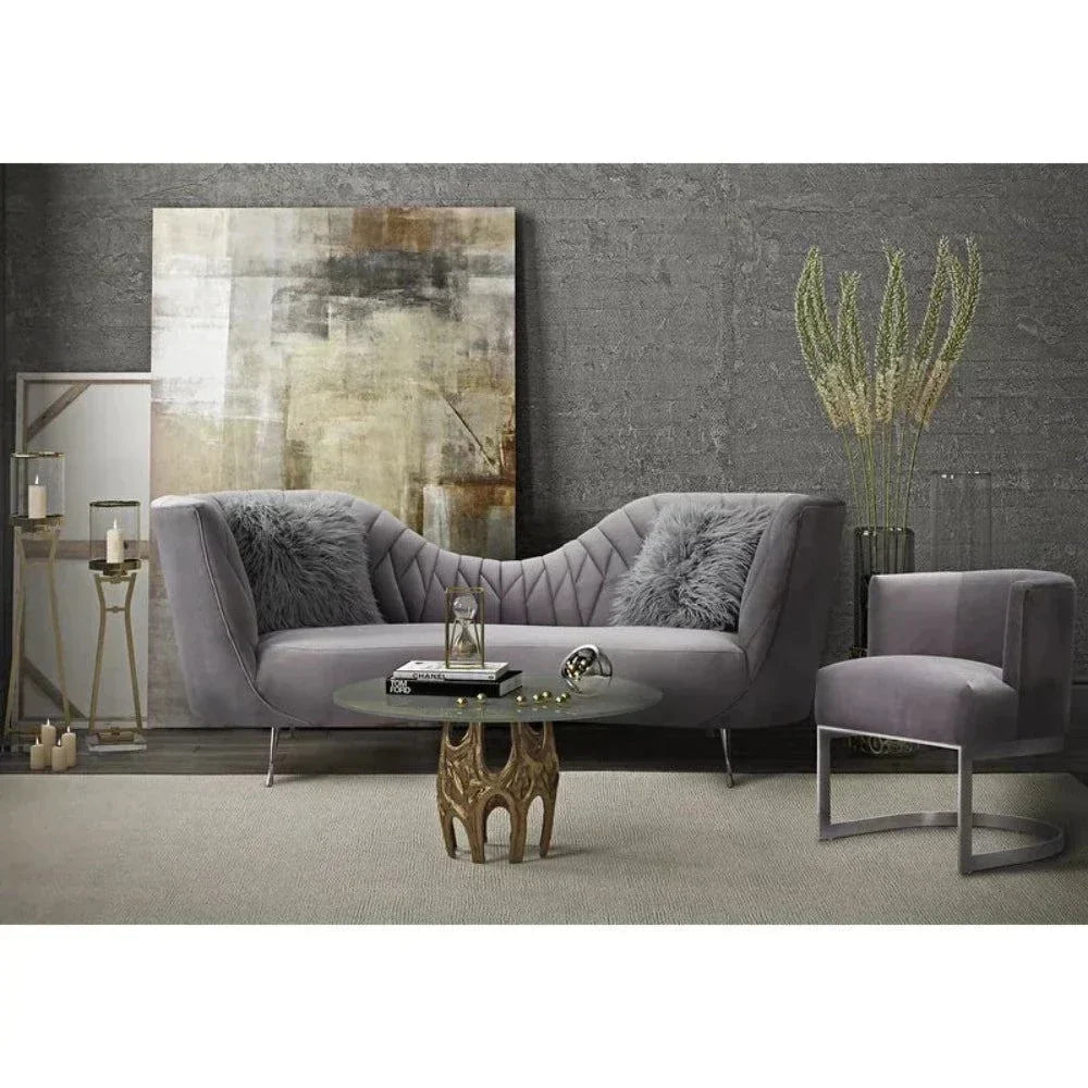 Angel Wing Luxury Modern Suede Sofa Set Grey