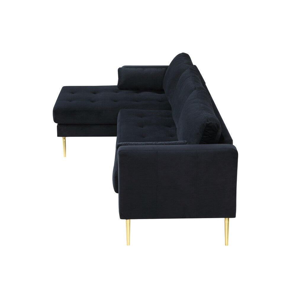 Volly One Couch Mid-century Sectional Sofa in Black
