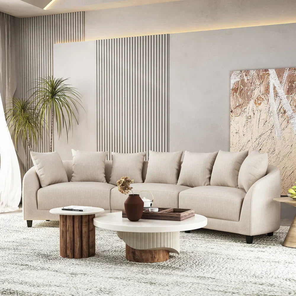 Rolex Round Modern Molfino Sectional Sofa Beige