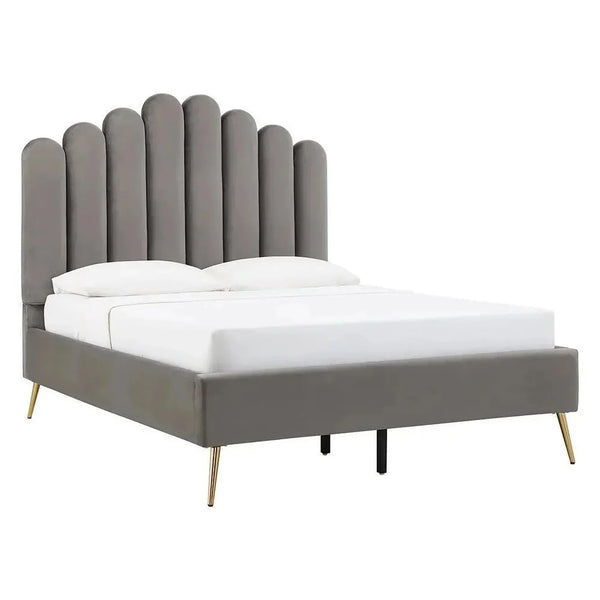 Classic Uniline Luxury Upholstered Bed Without Storage in Suede.