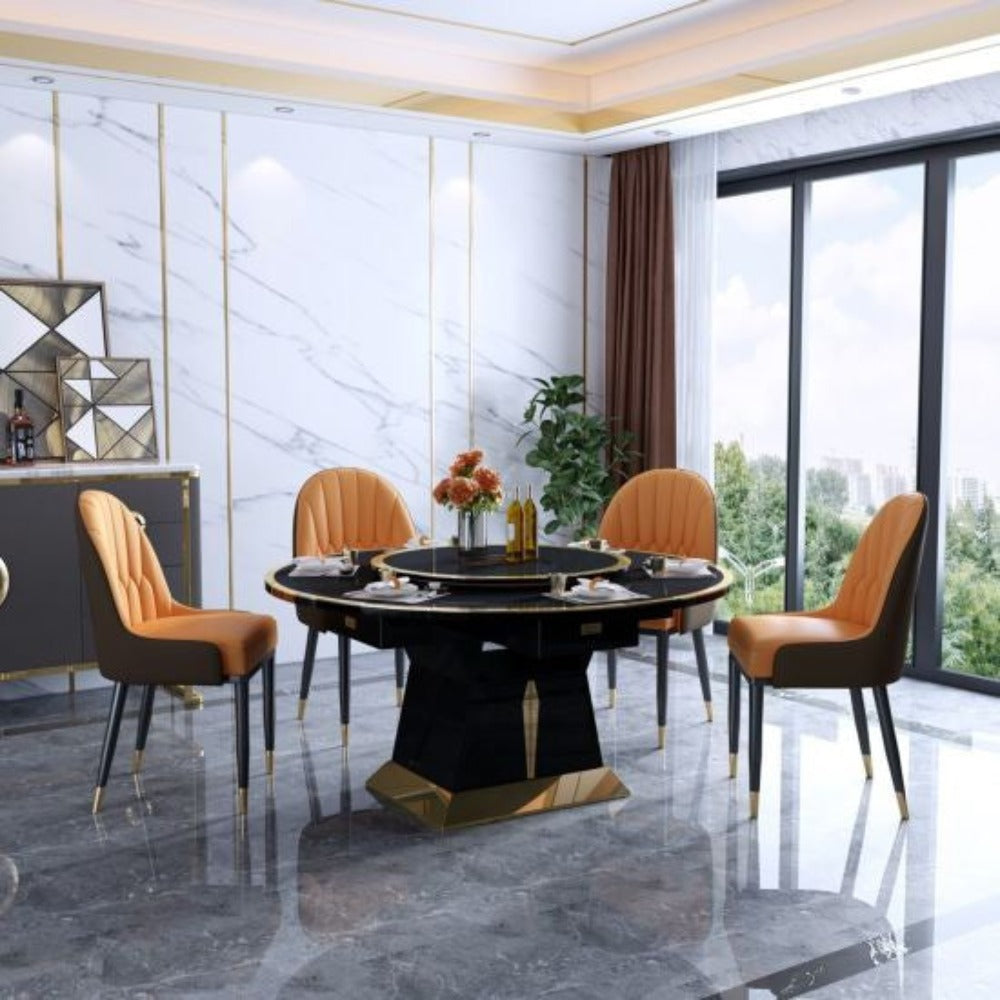 Practo Luxury 6 Seater Dining Table White & Orange