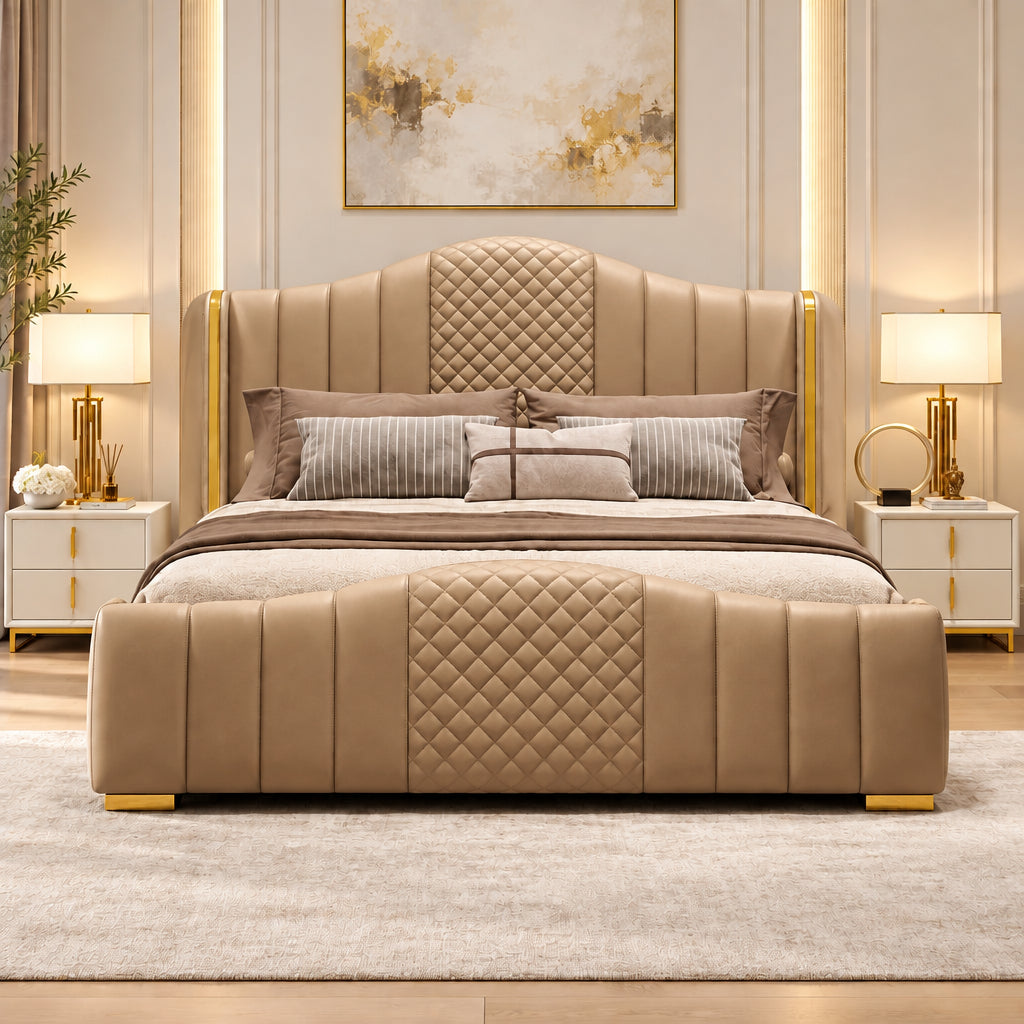 Mario Luxury Upholstered Bed in Leatherette