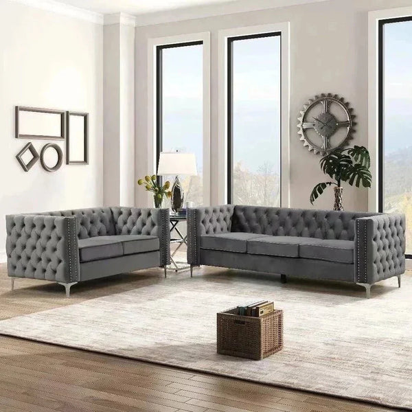 Livup Chesterfield Sofa Set - Luxe Maple