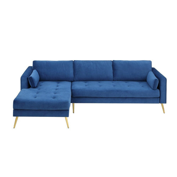 Volly High Back Couch Mid-century Suede SS Legs Chaise Sofa - Luxe Maple