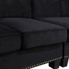 Delray Suede Sectional Sofa in Black - Luxe Maple
