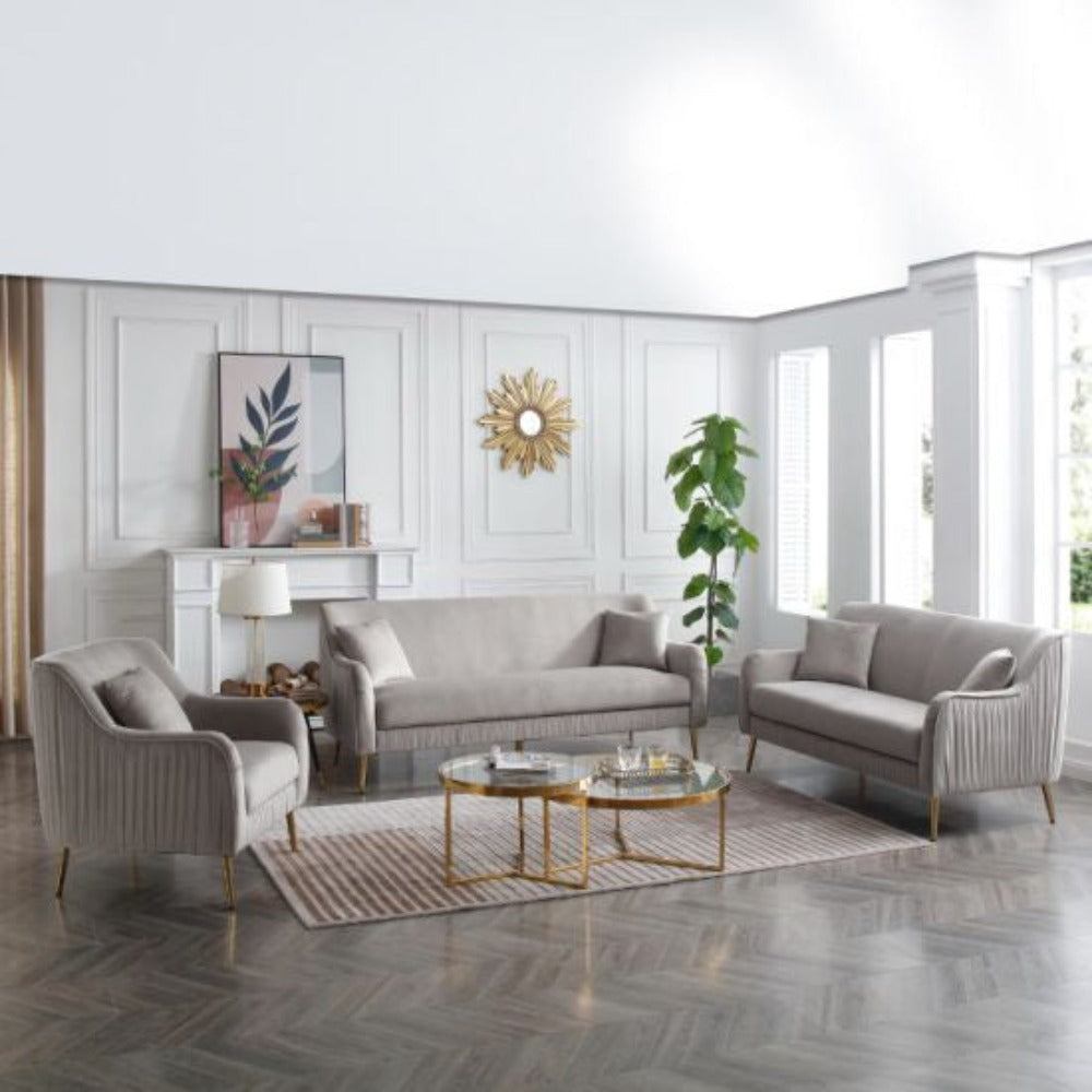 Tesla Straight Line Sofa Set in Grey 3+2+2 Seater