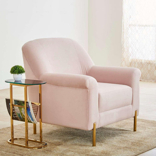 Inox Kings-well Barrel Accent Chair in Pink - Luxe Maple