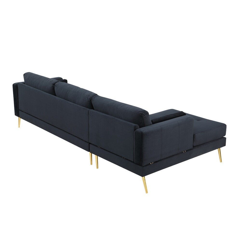 Volly One Couch Mid-century Sectional Sofa in Black