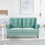 Mosco Straight Line Sofa Set In Suede 2 Seater Sky Blue