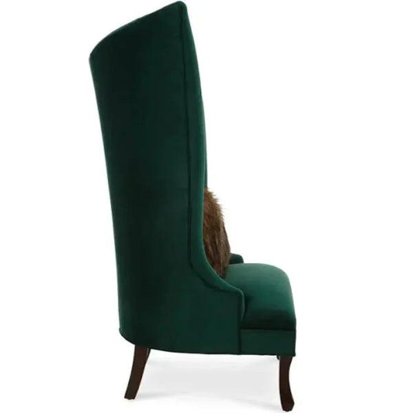 Navy Button-Tufted Wingback Chair In Green - Luxe Maple