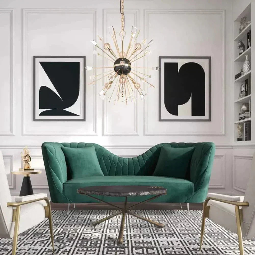 Angel Wing Luxury Modern Suede Sofa Set Green