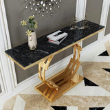 Rolex Golden Console Table - Stainless Steel Black Marble