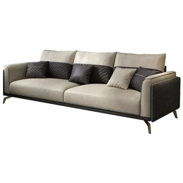 Mono Luxury Modern Suede Sofa Sets In Leatherette - Luxe Maple