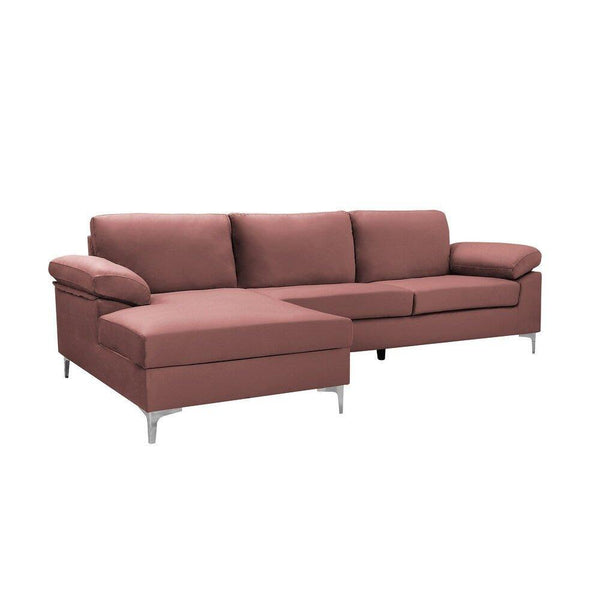 Inox Modern Suede Sectional Sofa - Luxe Maple